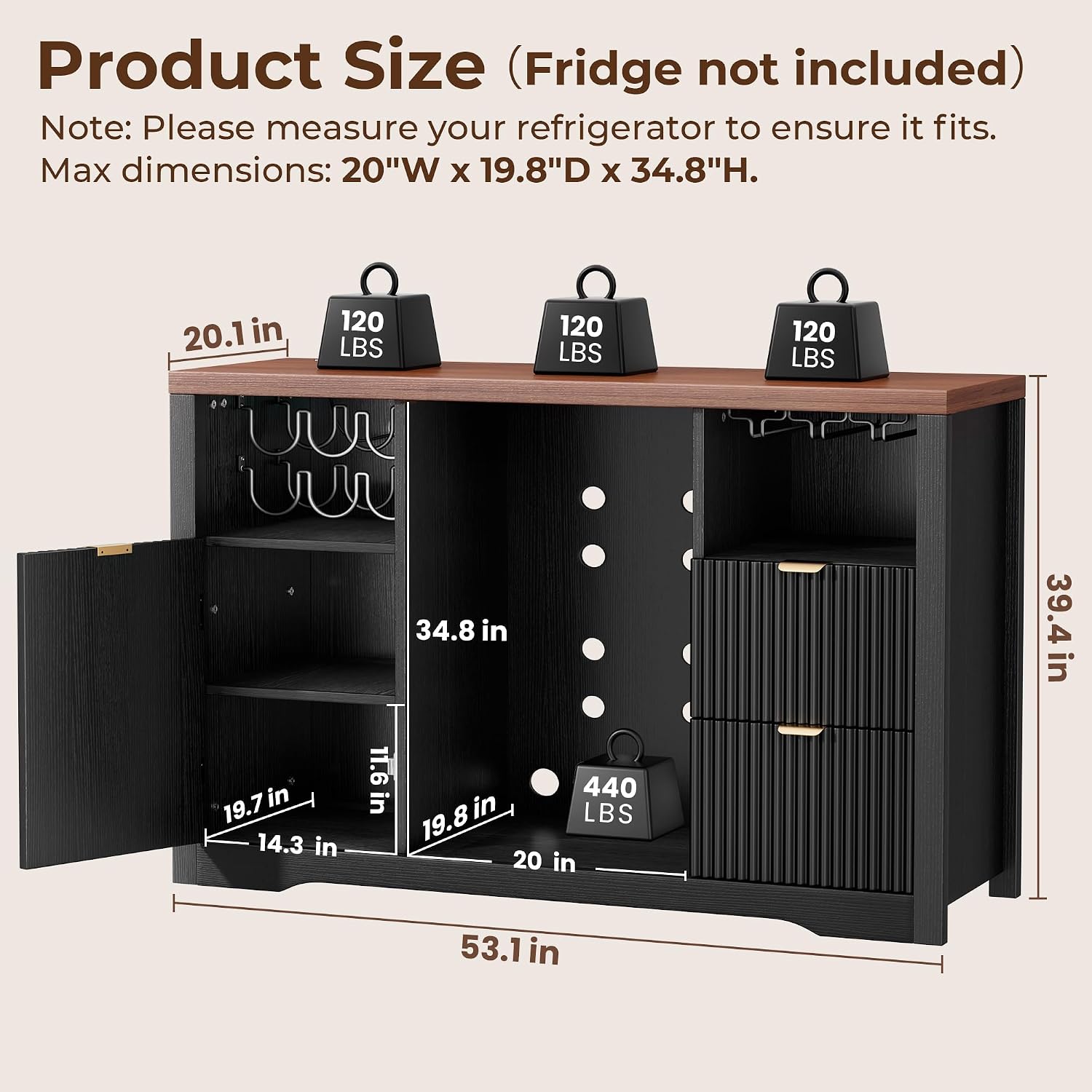 Home Bar And Fridge - Szafka barowa na kawę z miejscem