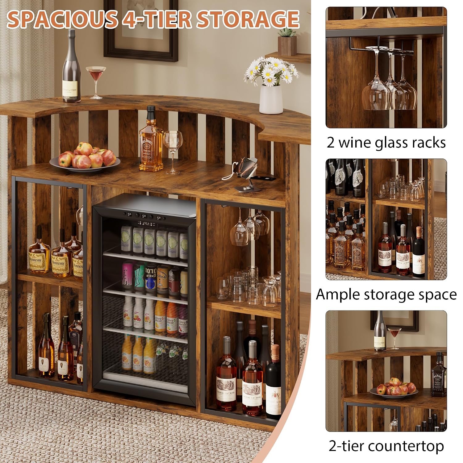 Rustykalny drewniany barowy sz – Home Bar And Fridge recenzja i cena
